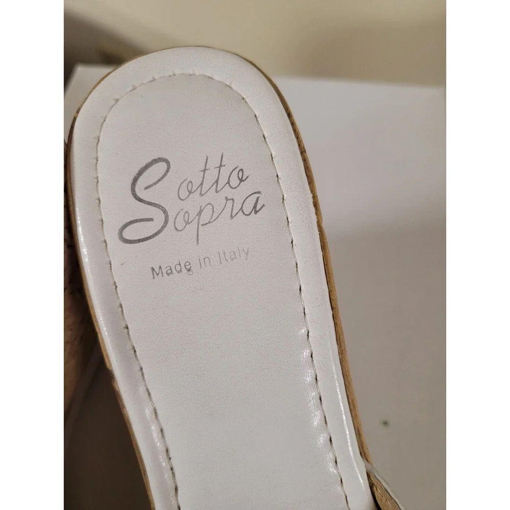 Lorenzo Chelini Sotto Sopra Women White Tan Bow Wedge Sandals Size 6 Italy
